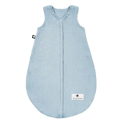 Abbildung von Julius Zöllner Musselin Sommerschlafsack denim, Größe 60 aus weicher Baumwolle, sicher und schadstoffgepüft, ideal für warme Sommernächte