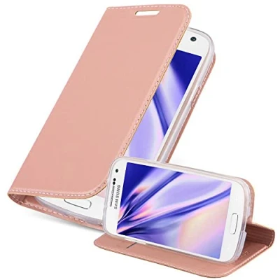 Abbildung von Cadorabo Hülle kompatibel mit Samsung Galaxy S4 Mini aus Premium Kunst Leder Flip Klappbare Stoßfeste Magnetische [Standfunktion] [Kartenfächern] Cover für Tasche in Rosa