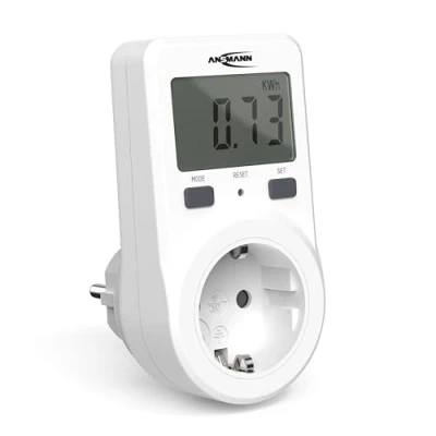 Abbildung von ANSMANN Digitaler kompakter Energiekostenmesser APM 1 Stromverbrauchszähler Energy Check/Stromzähler bis 3680 W inklusive Speicherfunktion &amp; integriertem Berührungsschutz Energiesparen Stromsparen