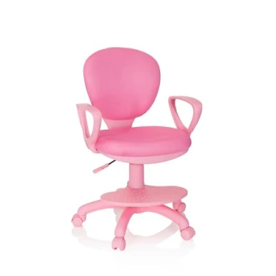 Abbildung von hjh OFFICE 670977 Kinderdrehstuhl Kid Colour Stoff Pink Schreibtischstuhl Kinder, Fußablage &amp; Sitzfläche höhenverstellbar