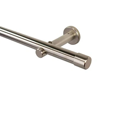 Abbildung von Gardinenstange 20 mm Farbe Edelstahl, Endstück Kappe, iso design, Ø mm, 1 läufig, Fixmaß, Metall