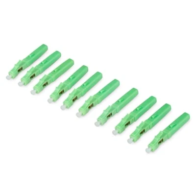 Abbildung von DIGITUS LWL Feldstecker LC/APC Kupplung Glasfaser Singlemode 10 Stück 50 mm Länge Grün