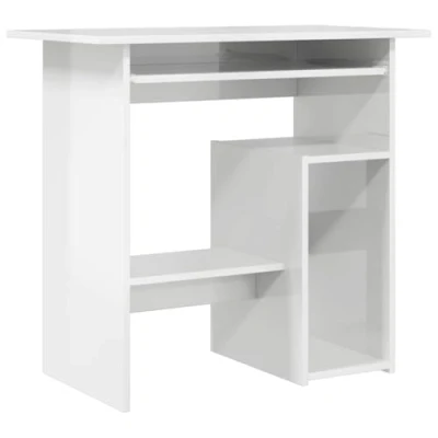 Abbildung von vidaXL Schreibtisch mit Regal Modern Computertisch Bürotisch Arbeitstisch Büro PC Tisch Laptoptisch Büromöbel Hochglanz Weiß 80x45x74cm Holzwerkstoff