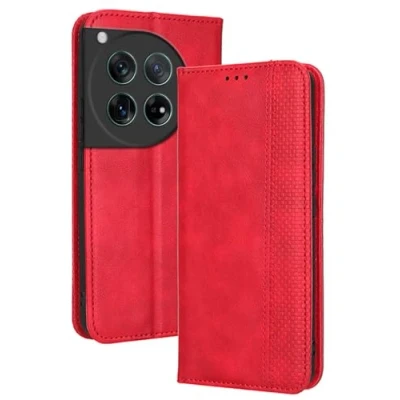 Abbildung von Topme Handyhülle hülle fur OnePlus 12 5G (6.82&quot; Inches) Case Schutzhülle, aus Leder mit Stilvollem, Strukturiertem Kartenschlitz.Rot