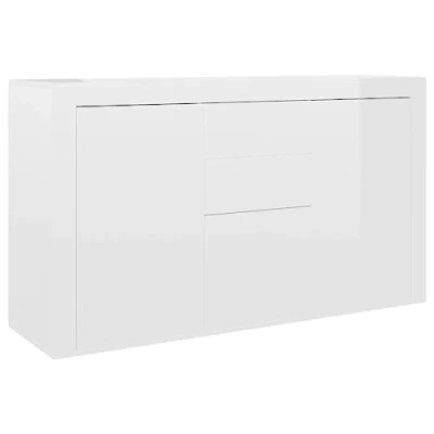 Abbildung von vidaXL Sideboard, Kommode mit viel Stauraum, Schrank 4 Schubladen 2 Türen, Mehrzweckschrank Anrichte für Wohnzimmer, Hochglanz Weiß 120x36x69cm Holzwerkstoff