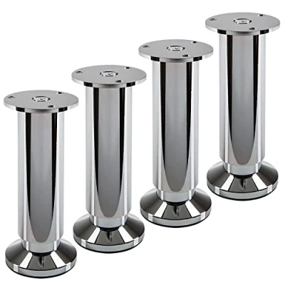 Abbildung von 4 Stück Möbelfüße TERRA Höhe 150 mm Chrom poliert Schrankfüße höhenverstellbar bis max. 15 mm, belastbar 250 kg/je Fuß von SOTECH