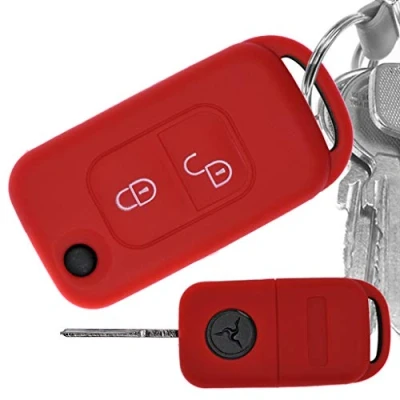 Abbildung von Soft Case Schutz Hülle Auto Schlüssel für Mercedes Benz SLK A Klasse R170 W168 Klappschlüssel 2 Tasten Remote/Farbe: Rot