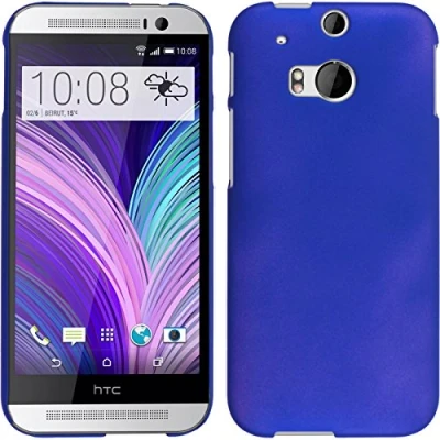 Abbildung von PhoneNatic case kompatibel mit HTC One M8 Hülle blau gummiert Hard Cover