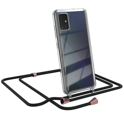 Abbildung von EAZY CASE Handykette kompatibel mit Samsung Galaxy A51 Handyhülle Umhängeband, Handykordel Schutzhülle, Silikonhülle, Hülle Band, Stylische Kette für Smartphone, Clips in Rose