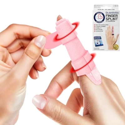 Abbildung von Dr. Arthritis Von Ärzten Entworfen, Fingerbandage, Fingerschiene Kleiner Finger/Mittelfinger/Zeigefinger, Fingerschutz bei Verletzung mit Klammern &amp; Schienen, Pink, S/M