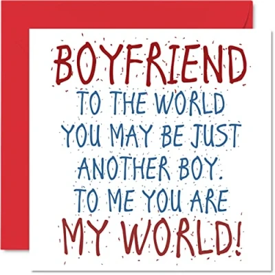 Abbildung von Schöne Geburtstagskarten den Freund &quot;Boyfriend You Are My World&quot; Happy Birthday Card von Freundin Geburtstagsgeschenke 145 mm x Junge Geburtstagskarte Grußkarten Geschenk Jungen