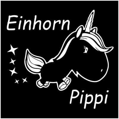 Abbildung von Finest Folia Einhorn Pippi Unicorn Dekor Set Hologramm 11cm x 10,5cm Tankdeckel Premium T Shirt Tasse (K073 Weiß Glanz)