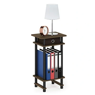 Abbildung von Furinno Hoher Beistelltisch mit Einschüben, Holz, Columbia Walnuss/Schwarz/Dunkelbraun, 29.49 x 39.5 70.41 cm