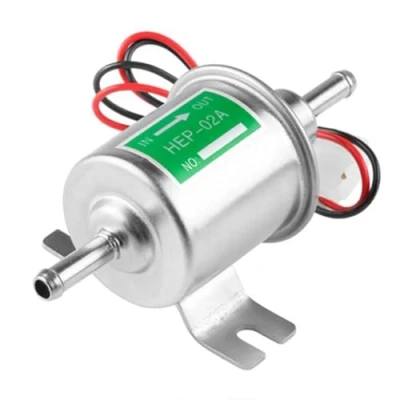 Abbildung von LNGJIN Universal 12 V Kraftstoffpumpe,HEP 02A Elektrische Benzinpumpe Dieselpumpe,Niederdruck Kraftstoffpumpe,Universal Kraftstoffpumpe Elektrisch für Benzin &amp; Diesel Baumaschine (Silber)