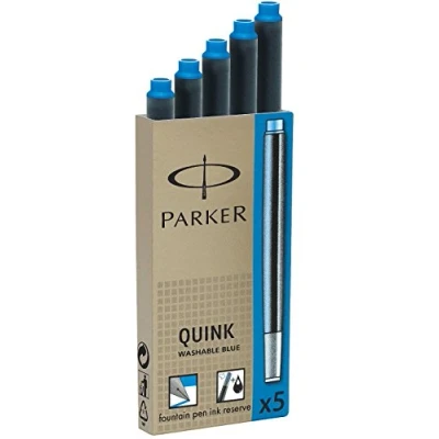 Abbildung von Parker Tintenpatronen für Füller lange Patronen auswaschbare blaue QUINK Tinte 5 Stück
