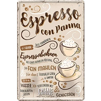 Abbildung von Geschenkeparadies 24 Deko Blechschild 20x30cm Espresso Con Panna
