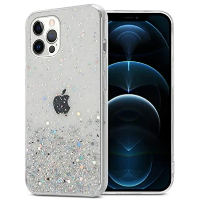 Abbildung von Cadorabo Hülle kompatibel mit Apple iPhone 12 PRO MAX Rundumschutz TPU Silikon Case Mädchen Glitzer Strass Design Slim Kratzfest Weiche Gummi Bling Schutzhülle für in Transparent