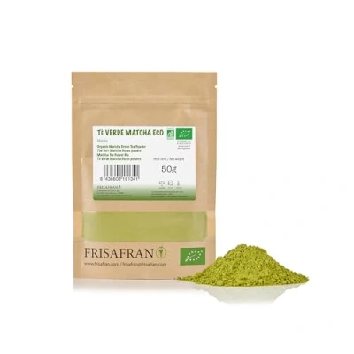 Abbildung von FRISAFRAN Bio Matcha Tee 50g Teepulver 100% natürlich Grüntee Pulver Zeremonielle Qualität In Japan angebaut vegan detox Smoothies Getränke Multivitamin Entgiftung