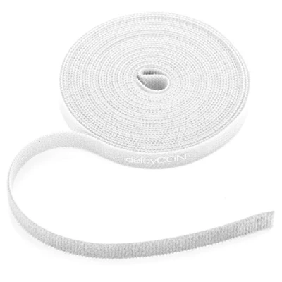 Abbildung von deleyCON 5m Klett Kabelbinder Klettband Klettbandrolle 10mm Breit Kabelmanagement Kabelorganizer Klettkabelbinder Klettverschluss zuschneidbar Weiß