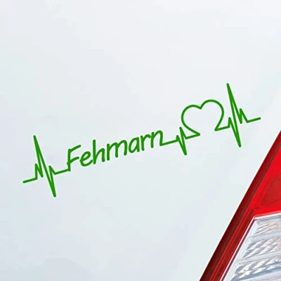 Abbildung von Hellweg Druckerei Fehmarn Herz Puls Insel Island Ostsee Liebe Love Auto Aufkleber Sticker Heckscheibenaufkleber