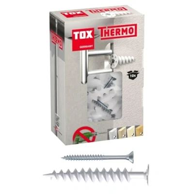 Abbildung von TOX 50 mm Dämmstoffdübel Thermo inkl. passender Dämmstoff, ohne Vorbohren, für EPS, XPS 20, PUR und Holzfaserplatten, 10 Dübel Schrauben im Karton, 072101221, Weiß
