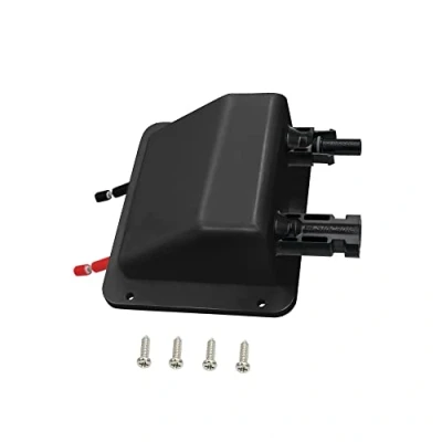 Abbildung von Slocable Solar Dachdurchführung, 2 Fach ABS Kabeldurchführung mit 0.33ft 10awg Verlängerungskabel,Dual Kabeleinführung Gehäuse für Wohnmobil, Boot, Wohnwagen, Marine, Schwarz