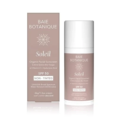Abbildung von Baie Botanique Soleil Nicht getönter Sonnenschutz LSF 50 Biologischer ungiftiger komedogener für das Gesicht fettender 36 g
