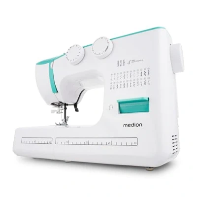 Abbildung von Medion Freiarm Nähmaschine &quot;MD 10689, 60 Stichmuster, 4 Schritte Knopfloch,&quot;, 24 Programme, Rückwärtstaste, Automatische Einfädler, Doppelnadelfunktion, Nählicht