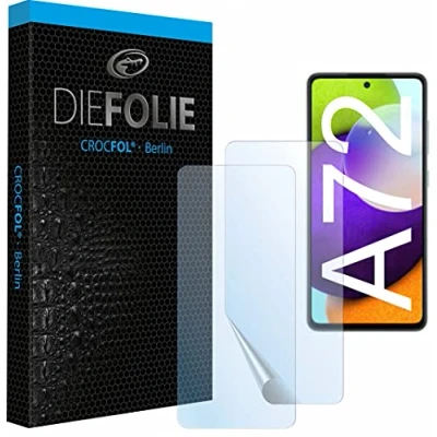 Abbildung von Crocfol Schutzfolie vom Testsieger [2 St.] kompatibel mit Samsung Galaxy A72 selbstheilende Premium 5D Langzeit Panzerfolie (Case friendly)