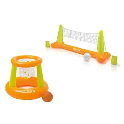 Abbildung von Intex Wasserspiel Floating Hoops, Mehrfarbig, 67 x 55 cm (Floating Hoops Spiel + Pool Volleyball Spiel!)