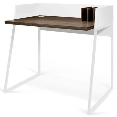 Abbildung von TEMAHOME Volga Schreibtisch Holz nussbaum und Weiss, 90 x 60 88 cm