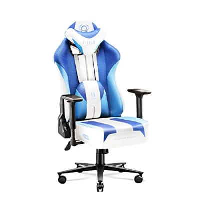Abbildung von Diablo Gaming Stuhl Stoff X Player 2.0 Breite Sitzfläche Chair mit 3D Armlehnen Nacken/ Lendenkissen Wippfunktion Bürostuhl 150 kg Pc Ergonomisch Normal (L)
