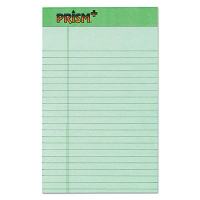 Abbildung von Tops Prism Plus 100% recyceltem Legal Pad, 12,7 x 20,3 cm, perforiert, Grün, schmal, Rule, 50 Blatt pro Block, 12 Pads Pack (63090)
