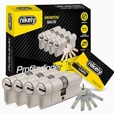 Abbildung von GERCAR Pro+ 4er Set Profil Zylinder gleichschließend 35/35 N+G Schließzylinder mit Not und Gefahrenfunktion Zylinderschloss Bohrschutz 10 Schlüssel CodeCard 70 mm A:35 B:35 4 x