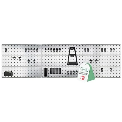 Abbildung von raaco 3 TWP Set Verzinkte Werkzeugwand Lochwand Werkstatt mit 44 SuperClips, 156 x cm, 225 kg Tragfähigkeit, Lochplatte, Werkzeughalter Wand, Ordnungssystem, Werkstatteinrichtung
