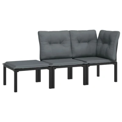 Abbildung von vidaXL Sofaelement 3 tlg. Garten Lounge Set Schwarz und Grau Poly Rattan (1 St)