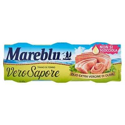 Abbildung von 6x Mareblu Tranci di Tonno Vero Sapore Thunfisch in nativem Olivenöl extra konserven ( 3 x 60g )