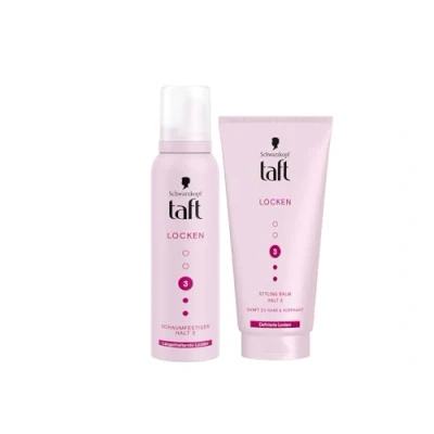 Abbildung von Taft Schwarzkopf Schaumfestiger Locken (150 ml) Haltegrad 3 Haarschaum für langanhaltende &amp; Balm Styling (150ml) Haarstyling Balsam lockiges Haar Vegan