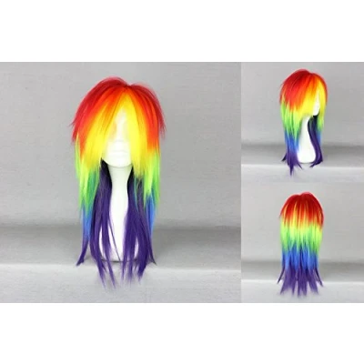 Abbildung von Ladieshair Cosplay Perücke Regenbogen 60cm glatt Lolita