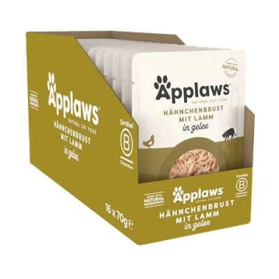 Abbildung von Applaws Premium Natural Katzenfutter Nass, Huhn mit Lamm in Gelee 70g Portionsbeutel (16x70g)