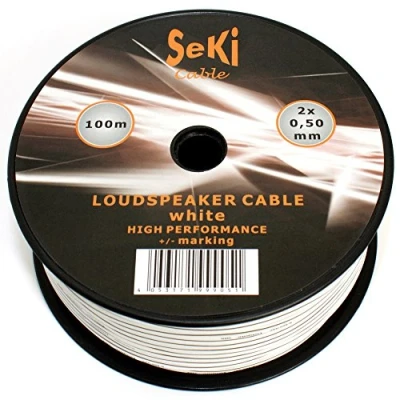 Abbildung von Lautsprecherkabel 2x0,50mm2 100m weiss CCA Audiokabel Boxenkabel