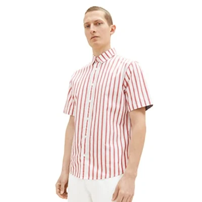 Abbildung von TOM TAILOR Herren 1037282 Hemd, 31787 Red Off White Stripe, XL