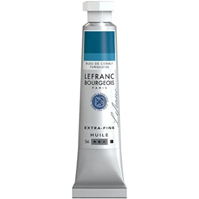 Abbildung von Lefranc Bourgeois 404973 extra feine Ölfarbe in Künstlerqualität aus hochwertigen Pigmenten, lebendige Farben, hohe Lichtechtheit, 20ml Tube Kobaltblau Türkis
