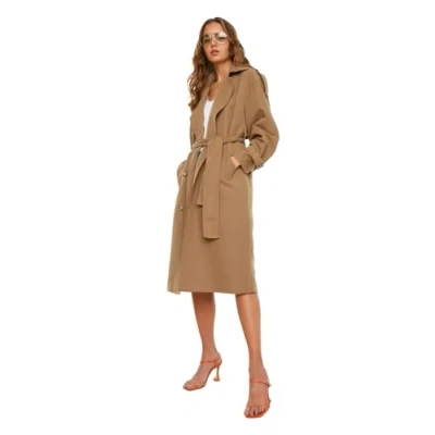 Abbildung von Trendyol Damen Archbreaker Detailed Water Long Trench Coat, Hellbraun, 36 EU