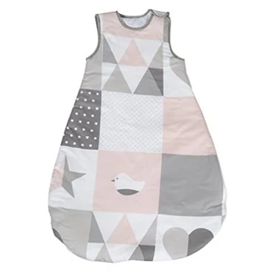 Abbildung von roba Schlafsack 90 cm Happy Patch Babyschlafsack ganzjährig für Sommer &amp; Winter aus atmungsaktiver Baumwolle Rosa / Grau
