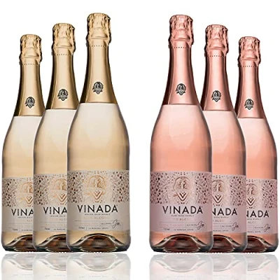 Abbildung von VINADA Sparkling Gold + Rose Variety Pack (0% Alc.) 750 ml (6 Glass Bottles)