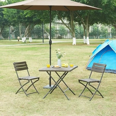 Abbildung von [en.casa] Klapptisch Lillestrøm Gartentisch Campingtisch klappbar 78 x 74 cm quadratisch Picknicktisch Outdoor Holzoptik, Dunkelbraun