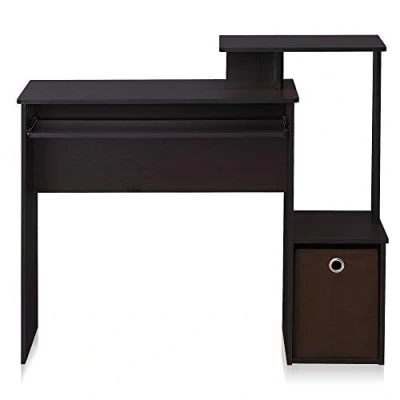 Abbildung von Furinno Econ Mehrzweck Home Office Computer Schreibtisch mit Ablage und Einschub, Holz, Dunkle Walnuss, 40 x 100.08 86.61 cm