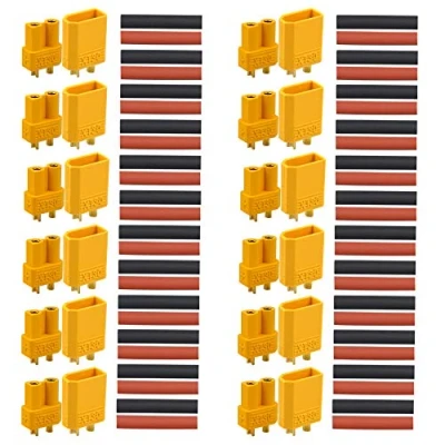 Abbildung von QitinDasen 12 Paare Premium XT 30 Männlich Weiblich Batterie Anschlüsse, Hochstrom Goldstecker Goldkontaktstecker Rundstecker Stecker Buchse, mit Schrumpfschlauch