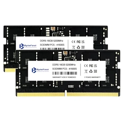 Abbildung von ByteFest DDR5 RAM 32GB (2x16GB) 5200MHz SODIMM CL42 1.1V 262 Pin Gaming Speicher für Laptop